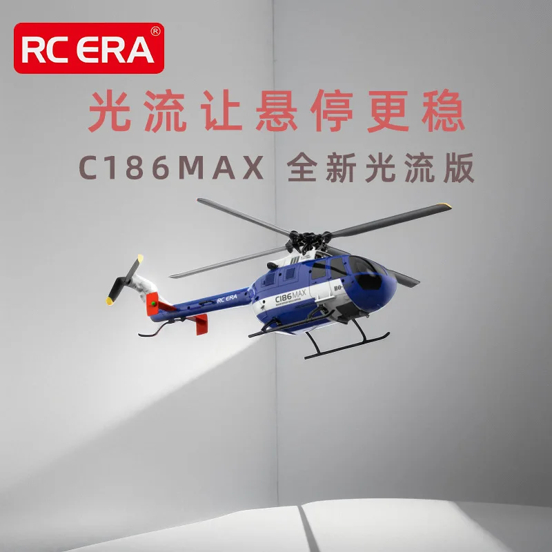 Nieuwe Rc-Tijdperk C186max Optische Stroompositionering Afstandsbediening Helikopter Enkelblade Rolroer Bo-105 Realistisch Model Vliegtuig Speelgoed