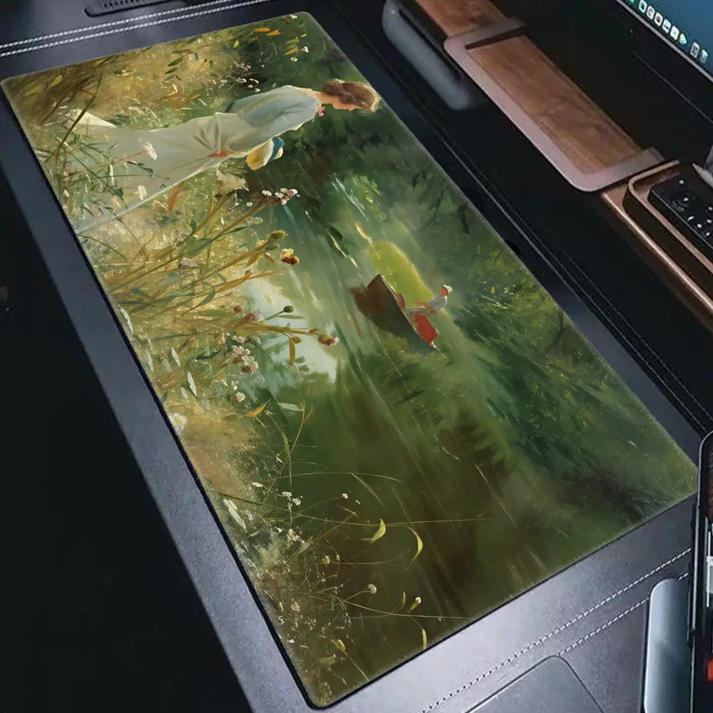 

HYBXAXC Leiden Palace Oil Painting Mouse Pad, High-End European Retro Style, Extra Large, Computer Keyboard Wrist Rest Desk Mat