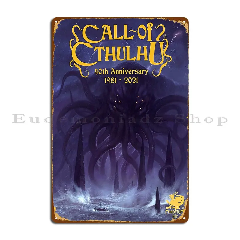 Image of Aufruf von Cthulhu 40. Jahrestag Abdeckung Chaosium Metalls childer Wand höhle erstellen Garage Home Club Zinn Zeichen Poster