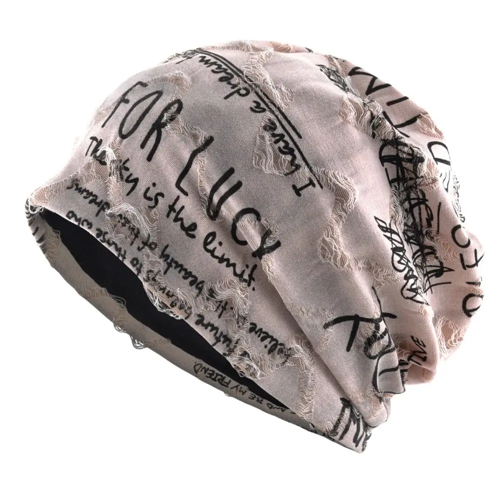 Fashion Thin Bonnet Letter Print Beanie Loose Style Wasteland Style Hip Hop Beanies Streetwear Design Vintage Beanie Unisex Wear