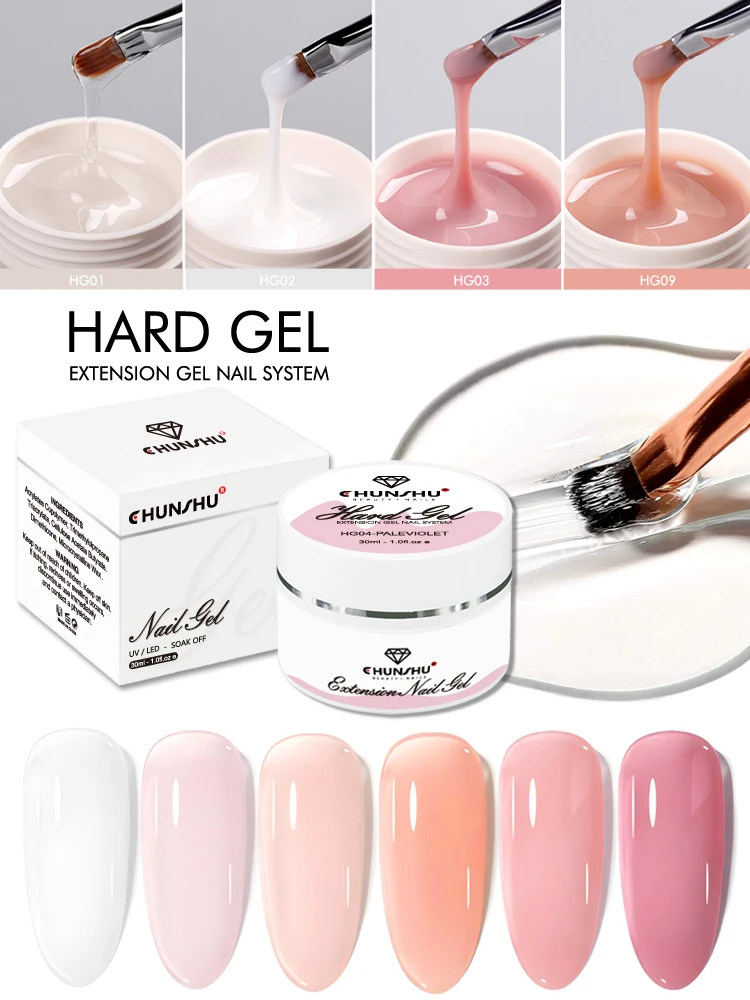 30ml gel duro para extensão de unhas branco leitoso construtor gel auto nivelamento reforço géis de