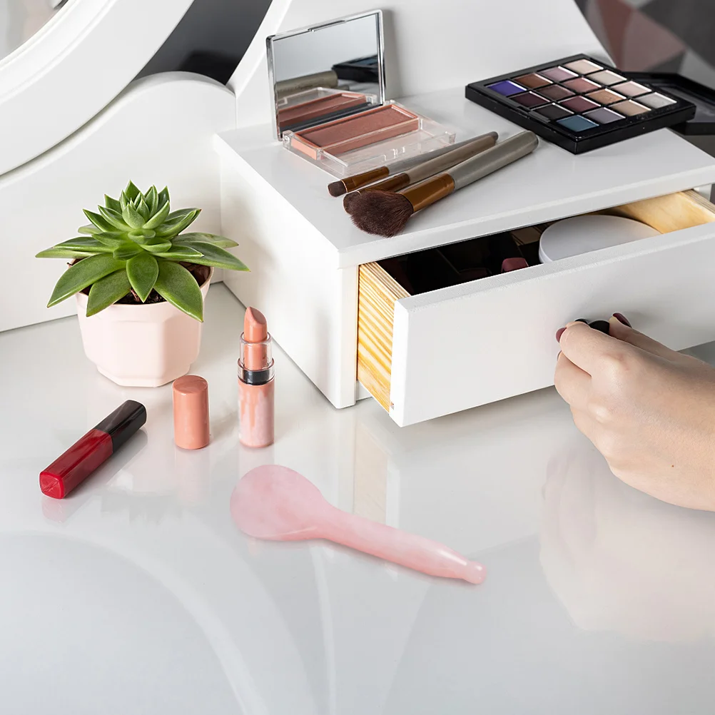 

Natural Jade Facial Massaging Board Pink Long Thicken Handle Scraping Massage Tool Spa Therapy Face Acupuncture Accessories