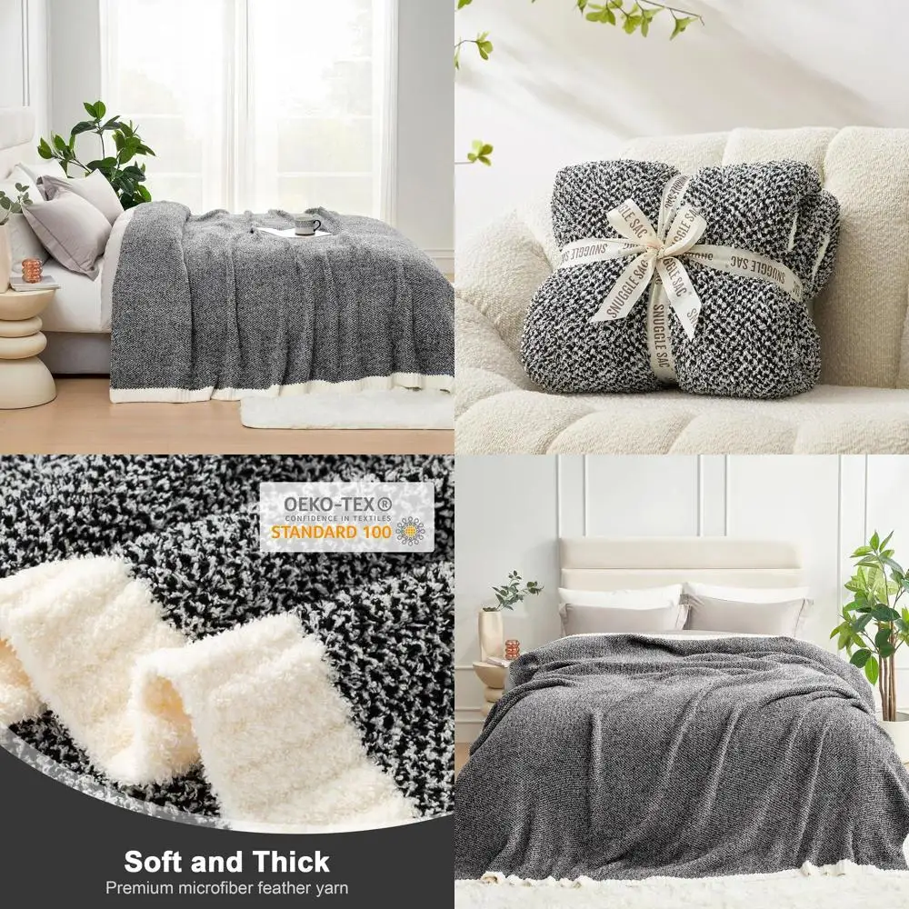 Luxe extra grote zwarte pluche queensize beddeken, zacht en gezellig 90x90 inch, ideaal voor slaapkamer