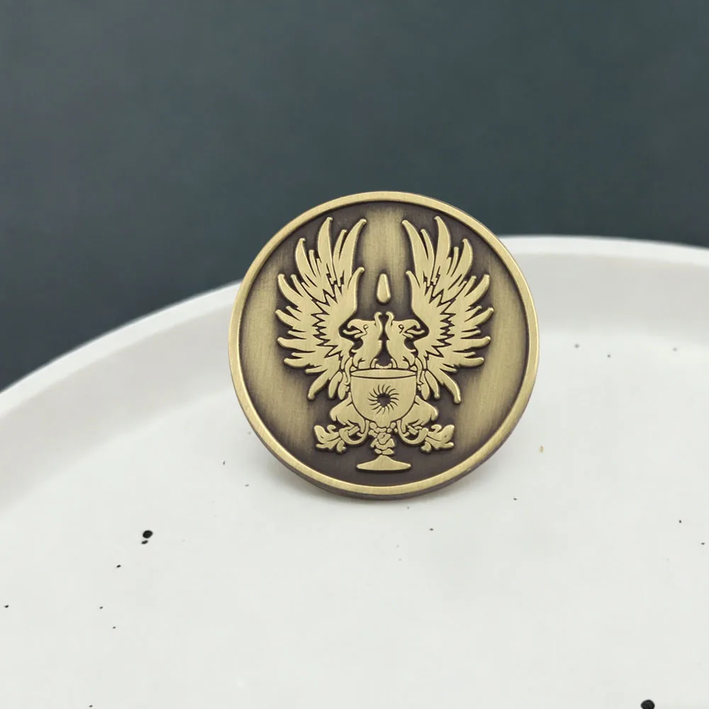 Dragon Age Grey Wardens Logo Brooch Double Headed Eagle Holy Grail Badge Classic Game Peripheral Metal Pin Players Collect Gift