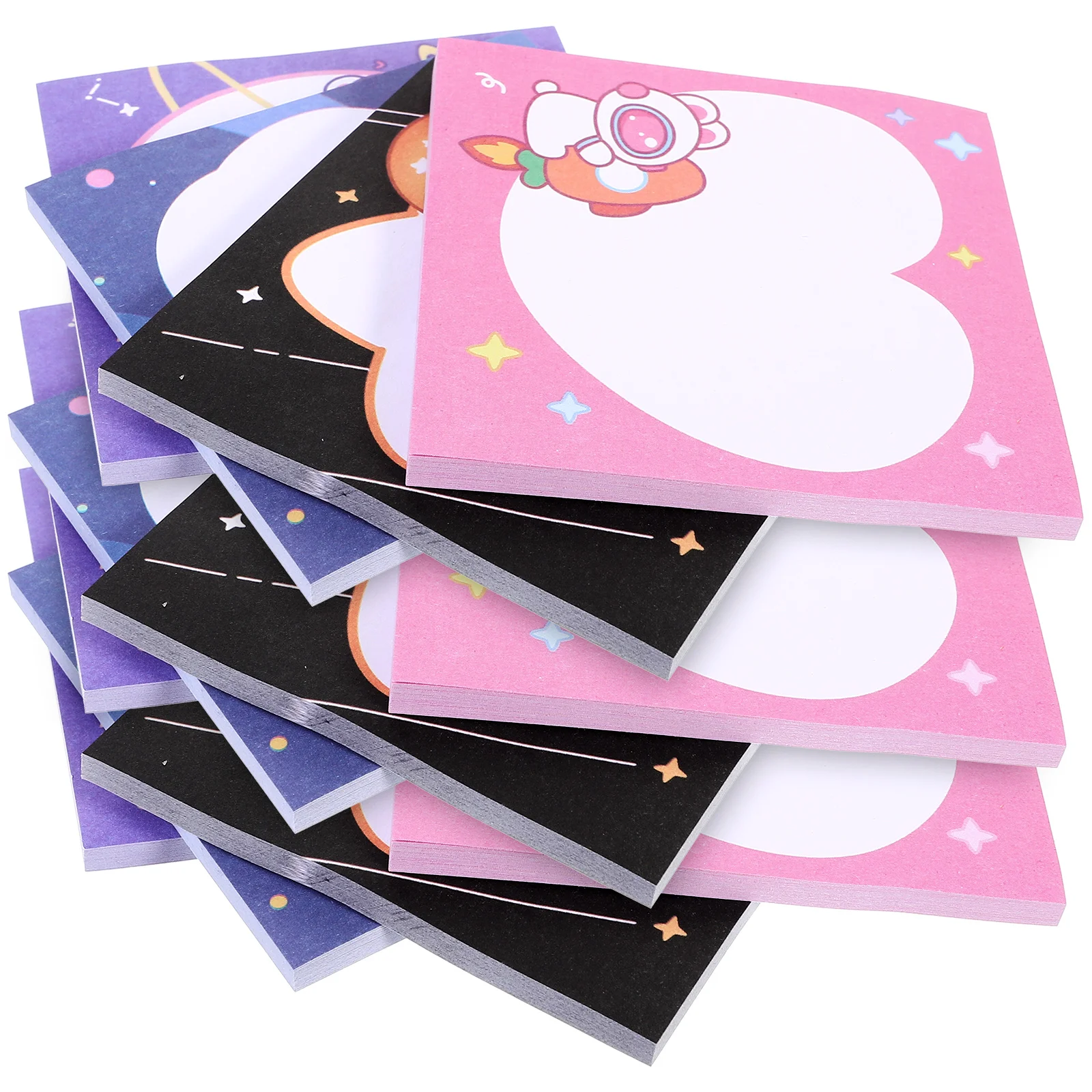 

3pcs Cartoon Memo Stickers Self-Adhesive Note Pads Office Use Portable Multi-Function Tearable Paper Household Note