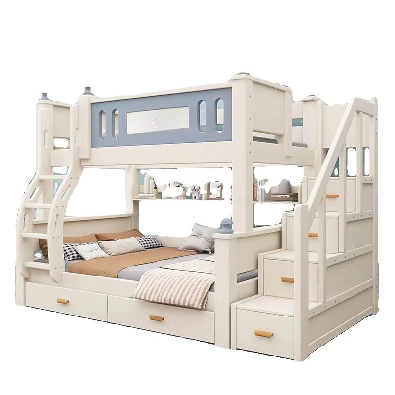 

Full solid wood bunk, bunk bed, household small apartment, multi-functional, high and low beds