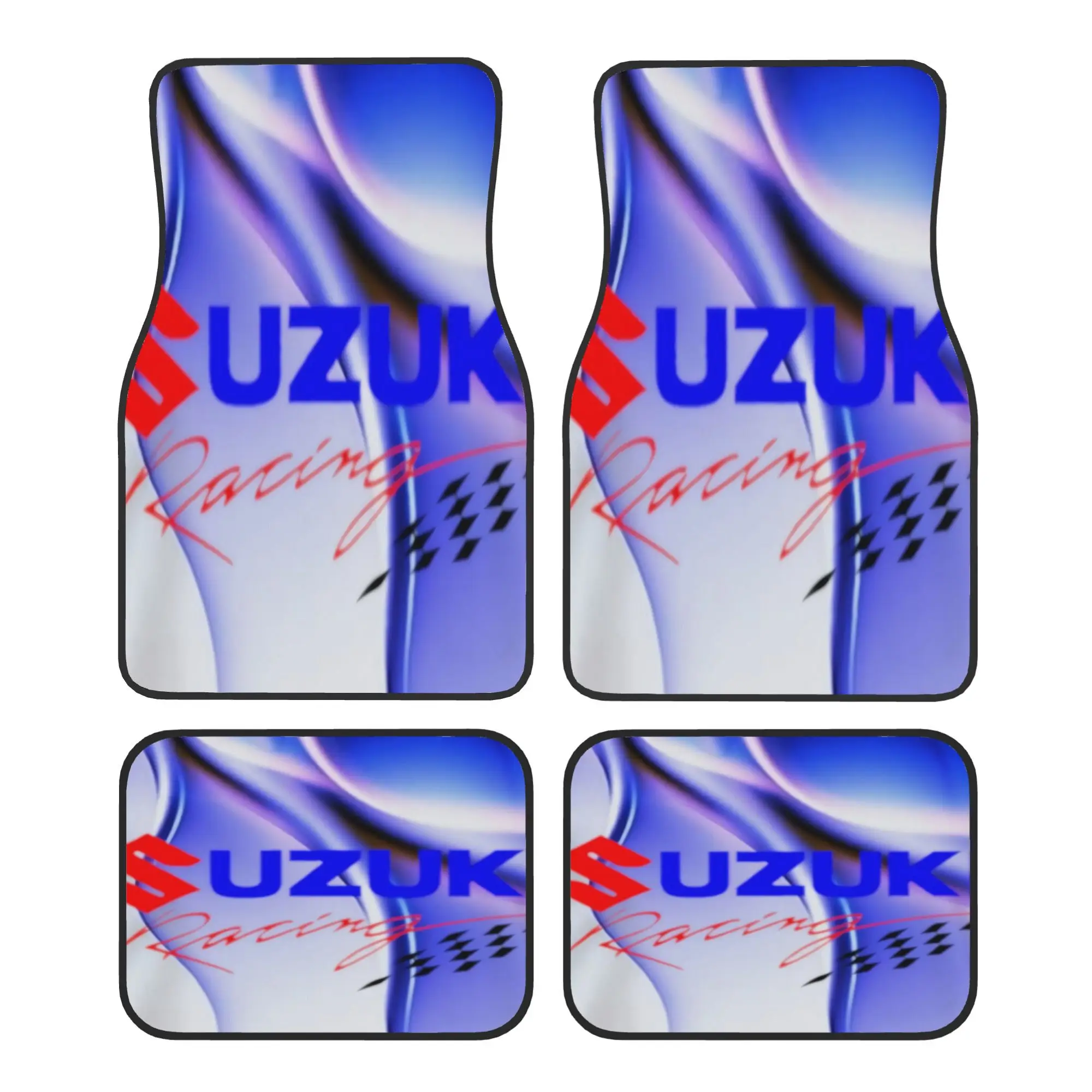 4pcs Premium Image Brand Motorcycle Racing Floor Mats - Durable, Suitable For Cars, Vivid Design With Bold 