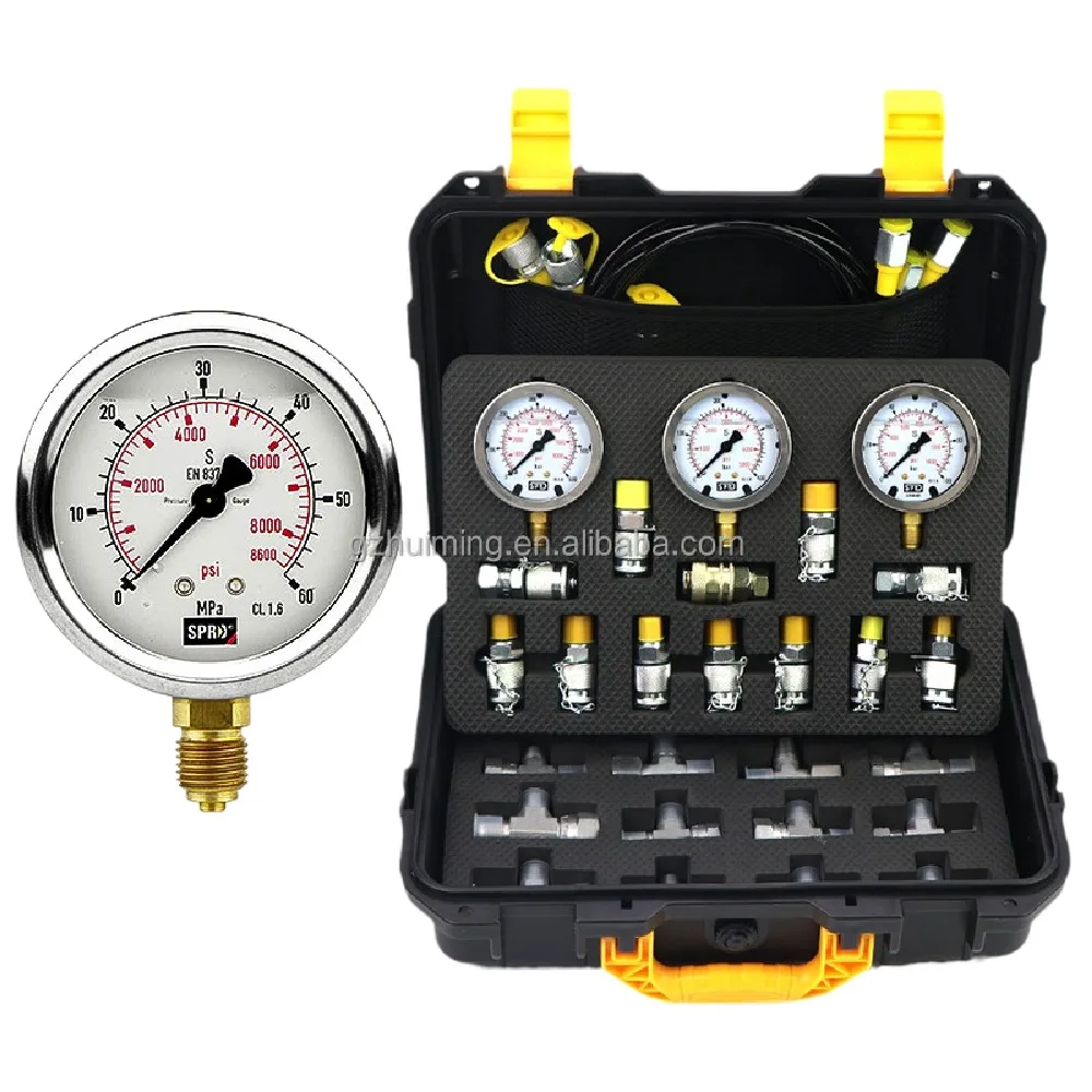 

Bourdon Tube pressure gauge tester stainless steel digital gauges 3 test kit 600bar 63mm for excavator hydraulic pump oil press