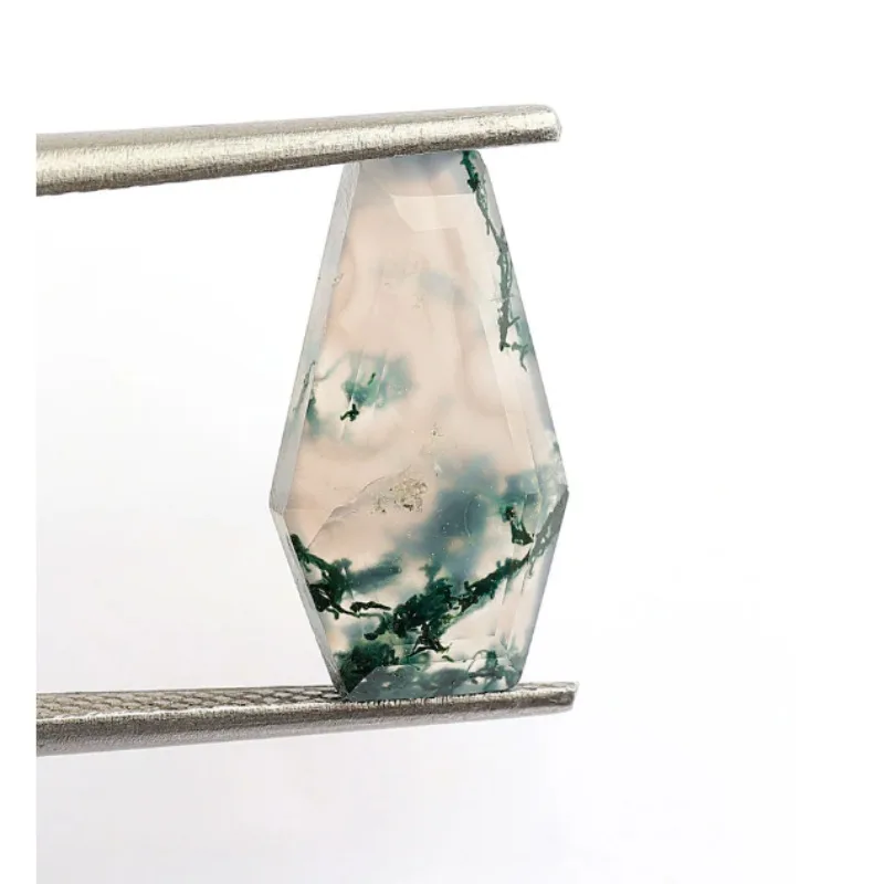 coffin Cut Natural Green Moss Agate Faceted Calibrated Top Quality Loose Gemstone Moss Agate Pendant Ring Earrings Gift