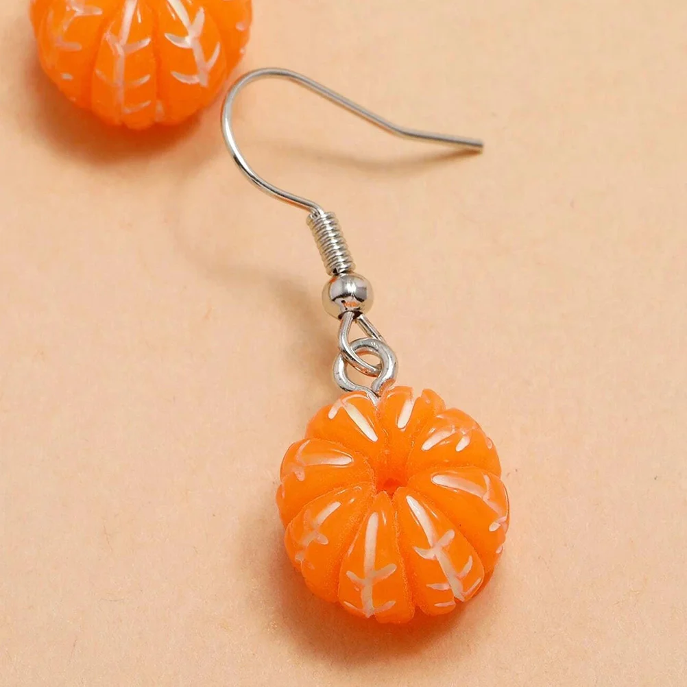 2 Pairs Orange Earrings Jewelry Simulation Oranges Dangles Hoops Sterling Trendy