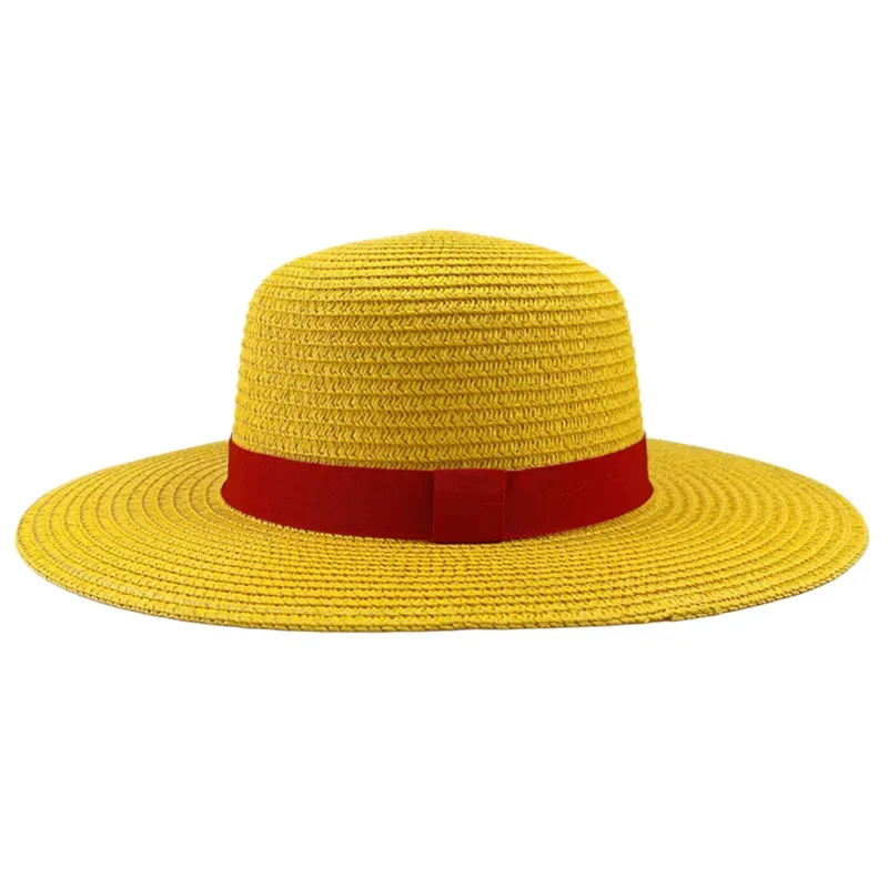 Unisex Flat Straw Hat Neck String Cosplay Japanese Cartoon Props Hat