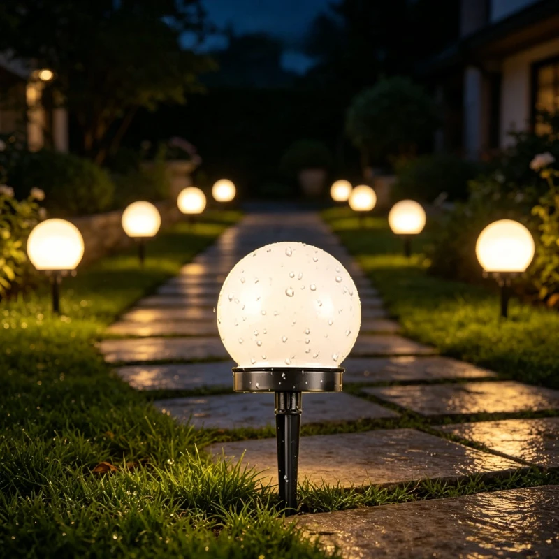 Solar LED Round Ball Lawn Lights, Waterproof Outdoor Ground Plug Landscape Bulb Lamp for Villa Garden Yard Decoration