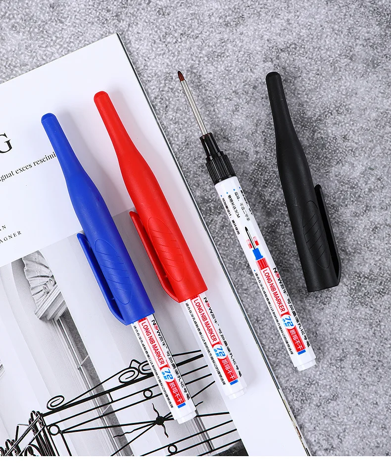 4Pcs/Set Long Nib Head Markers 30mm Deep Hole Multi-Purpose Perforating Pen for Metal Waterproof Woodworking Bathroom Decoration