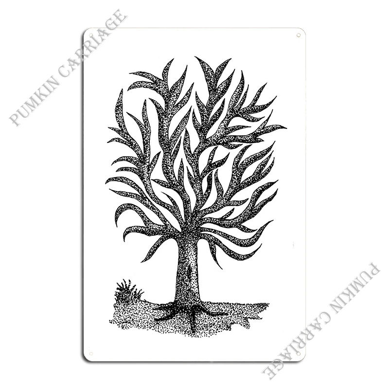 Pointillism Tree Metal Sign Create Wall Decor Club Wall Plaque Tin Sign Poster