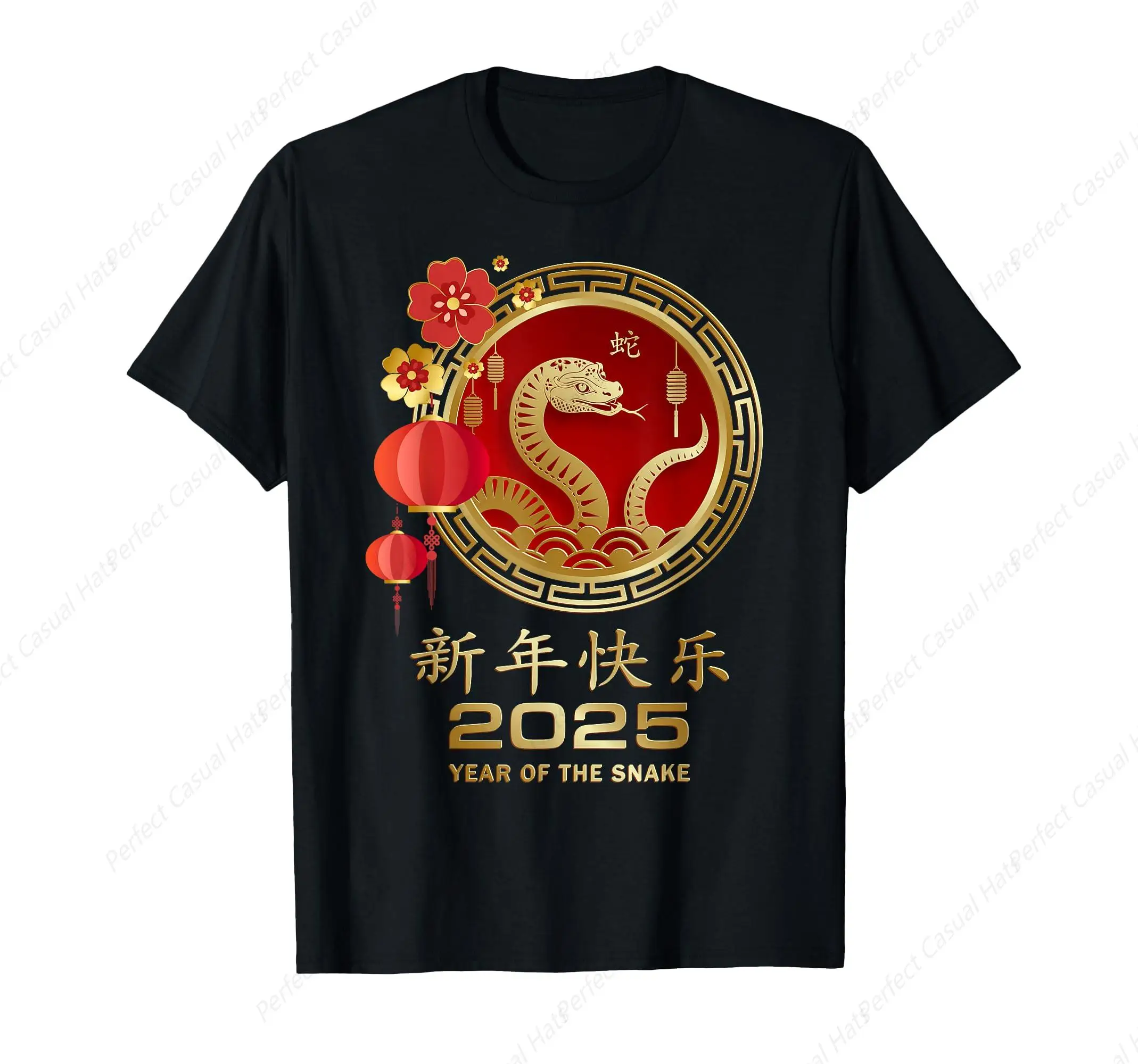 

Vintage Chinese New Year Cute Snake The Year Of The Snake 2025 Printing T-Shirt Cotton Top