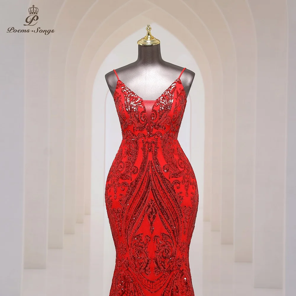 Sexy Deep-V neck red Mermaid Evening Dresses Prom Gowns Maxi dress formal occasion dresses party dresses prom dress 2023