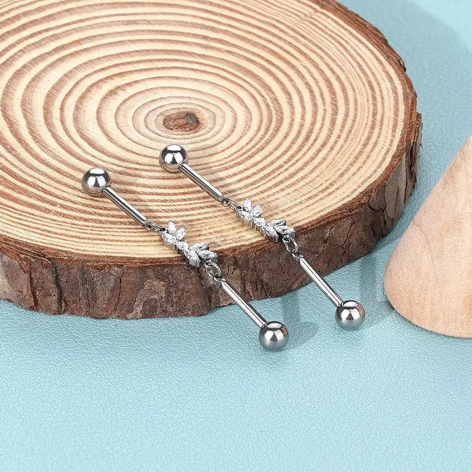 1 قطعة التيتانيوم الزركون الصناعية ثقب داخليا الخيوط الأذن مستقيم الحديد الدائري الأذن الغضروف اللولب هيئة ثقب المجوهرات