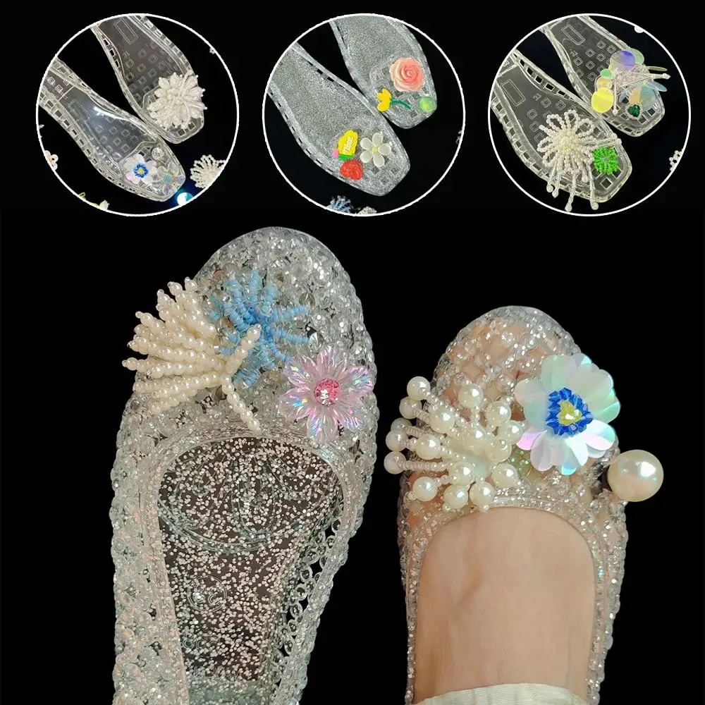 

Flower Shoe Buckles DIY Shoes Accessories Crystal Shoe Clips Shiny Ornaments Sweet Tassel Pendant Cool Show Decor Fashion Clamp