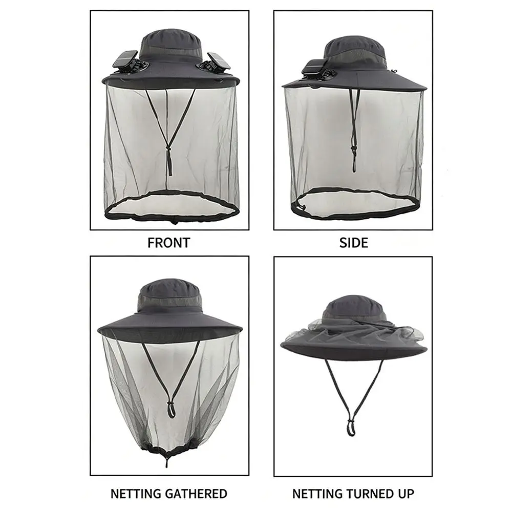 New Solar Powered Solar Fan Hat Dual Fans Cooling Fan Hat Cooling Fans Wide Brim Dual Solar Charging Hat Hiking