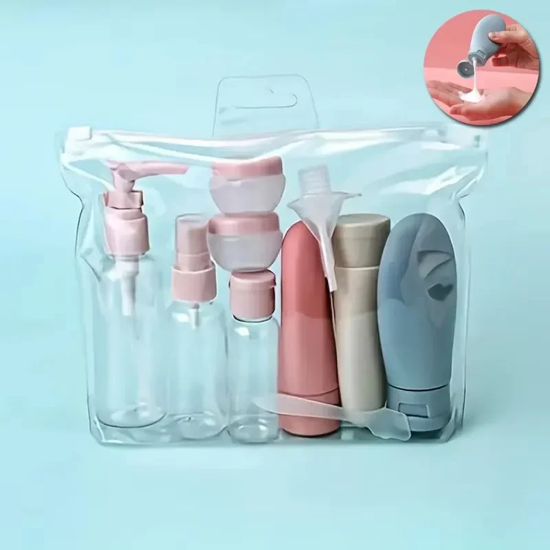 11Pcs Travel Toiletries Containers Set, Conditioner, Lotion – Refillable Mini Skincare Bottles for Airplane & Carry-On
