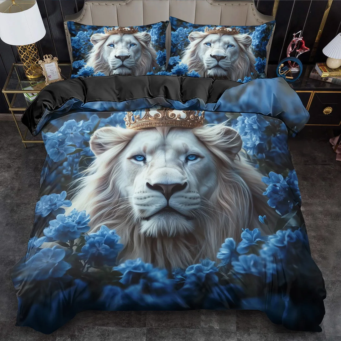 Lion Bedding Set 3D Printed Single Queen Size Duvet Cover Set for Kids Adult Bedroom Home Decor Machine-washable