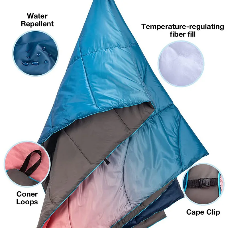 Winter Sports Camping Multi-function Waterproof Blanket Gradient Cyber Red Lawn Picnic Mat Cloak Camping Blanket