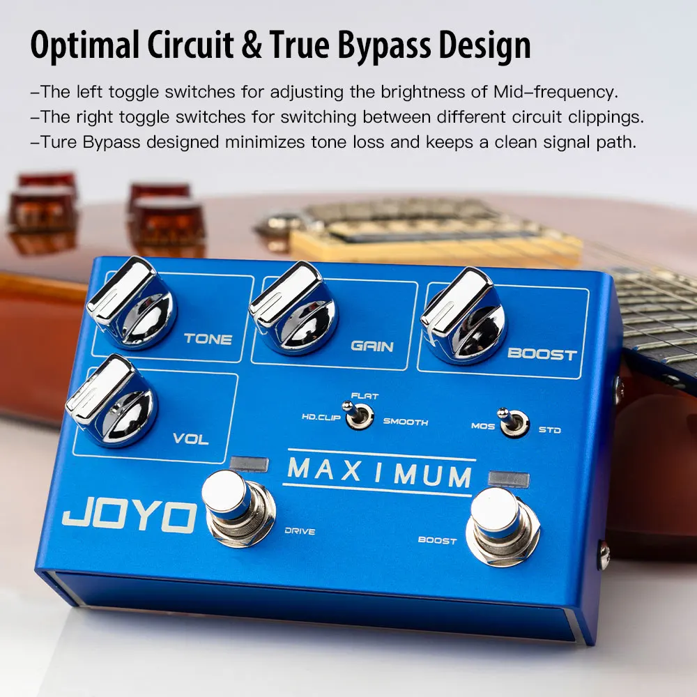 JOYO-Pedal de efecto de guitarra Overdrive, R-05, tono salvaje limpio, sin compresión, largo, sostén, Overdrive