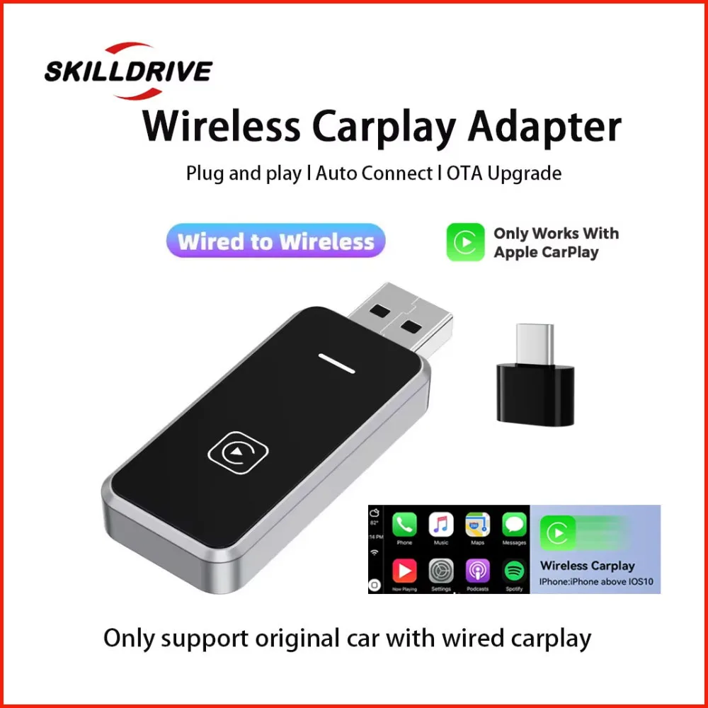 

2024 Mini Wireless CarPlay Adapter Wireless Conversion Box Bluetooth WiFi Fast Connect Plug Play For OEM Wired CarPlay Car