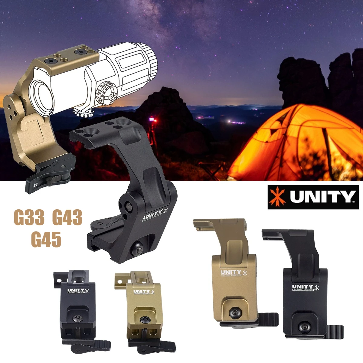 

Тактическое крепление Tactical Unity для увеличителей G33, G43, G45 (2.26'', 2.91''), быстрое оптическое крепление-райзер для прицелов и оптических прицелов с регулировкой высоты