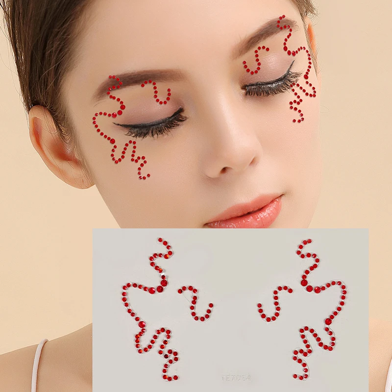 3D Rhinestone Tattoo Sticker Eyes Face Makeup Decoration Masquerade Party Temporary Tattoo DIY
