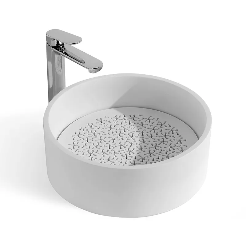 Round Corain Solid Surface Counter Top Vessel Sink Fashionable Cloakroom Stone Wash Basin RS3873-1733