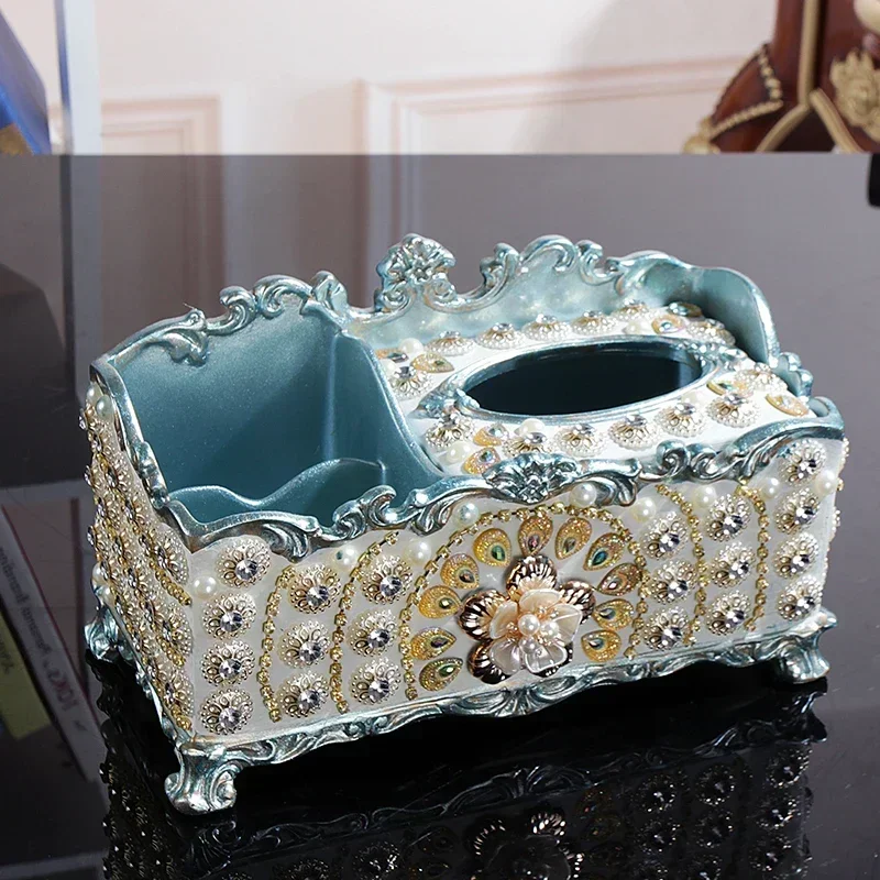 Light Luxury Handmade Fruit Dish - Creative Retro Resin Ornaments European Style Household Paper Towel Box for Living Room Hot