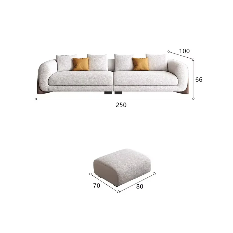 

Combination White Boucle Upholstered Wood Legs 3 Seat Sofa