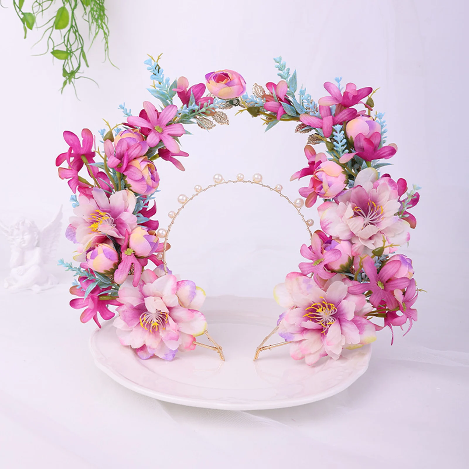 

Handmade Flower Crown For Women Elegant Simulated Flower Wreath Hairband Girls Outdoor Beach Photography Hair Accessories