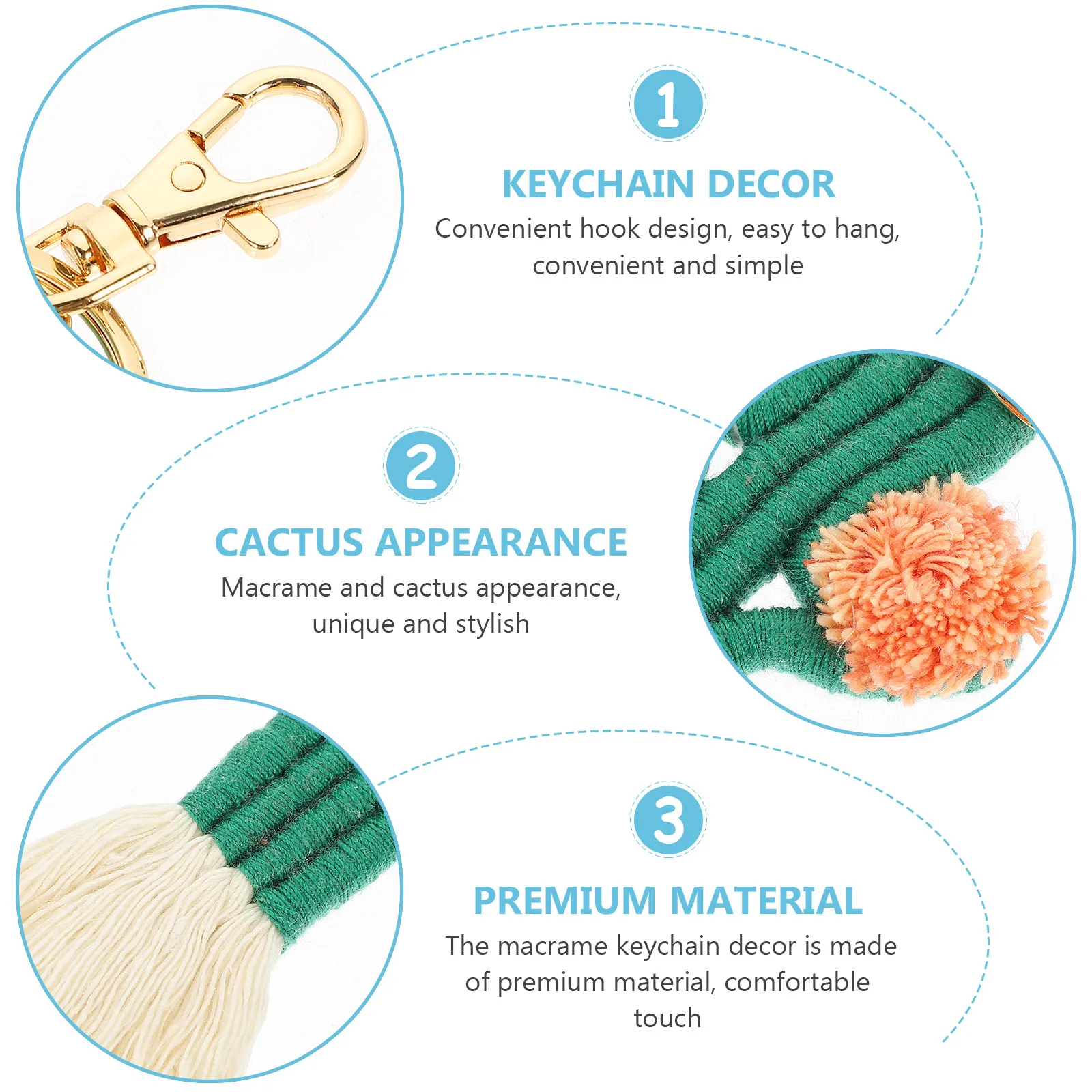 

Handwoven Macrame Cactus Keychain Bag Pendant Durable Tassel Keyring Hanging Decor Stylish Boho Gifts Unique Keychain Accessory