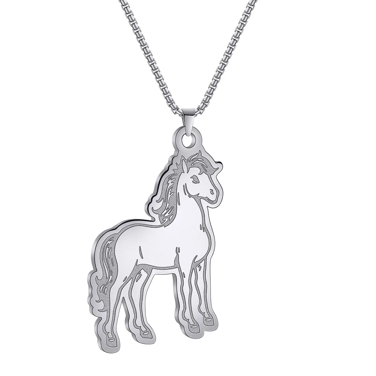 Stainless Steel Animal War Horse Pendant Necklace Suitable for Men and Women's Personalized Fashion Trend Lucky Jewelry