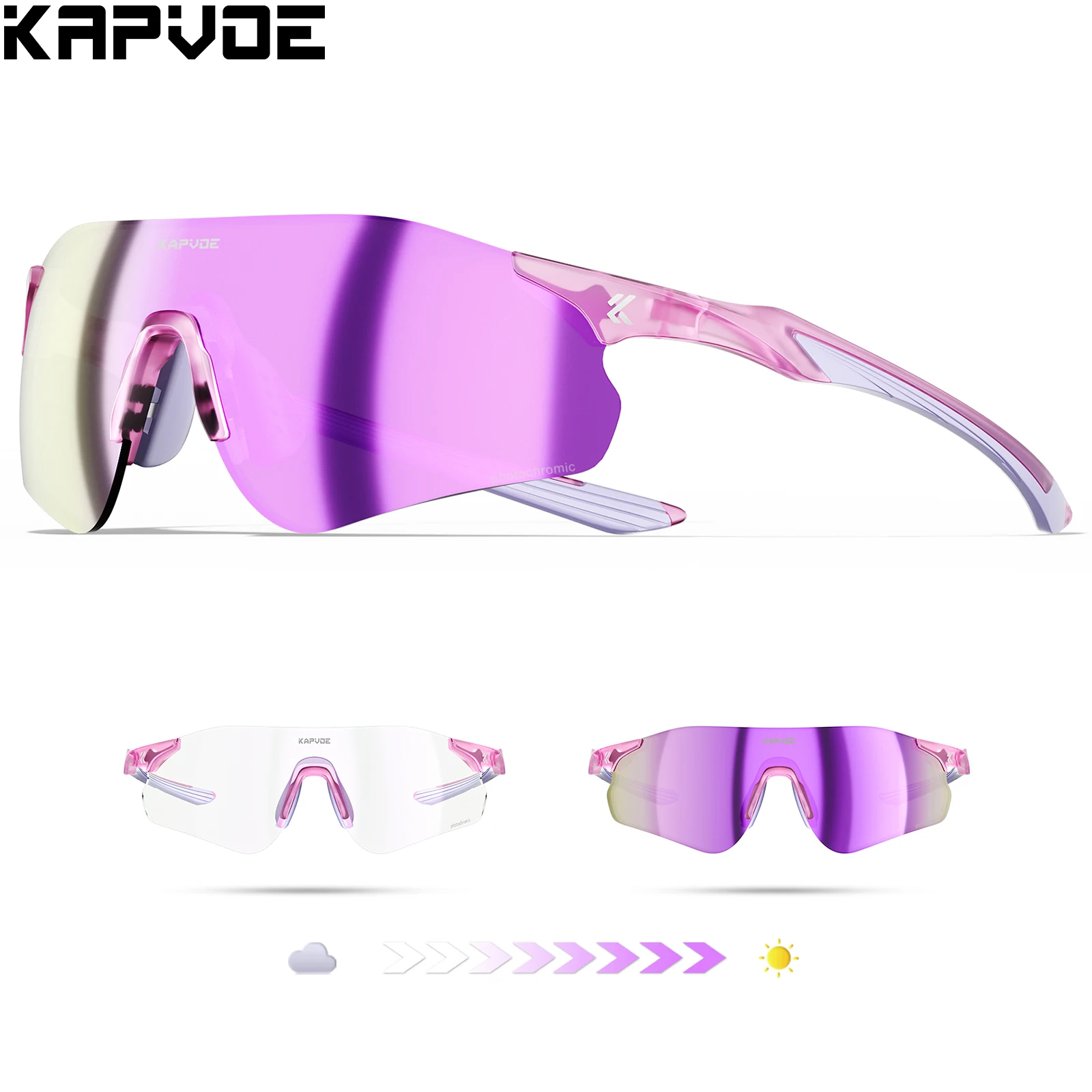 KAPVOE Ultralight Marathon Sports Glasses UV400 Running Goggles Photochromic Cycling Sunglasses Outdoor Camping Bike Equipment