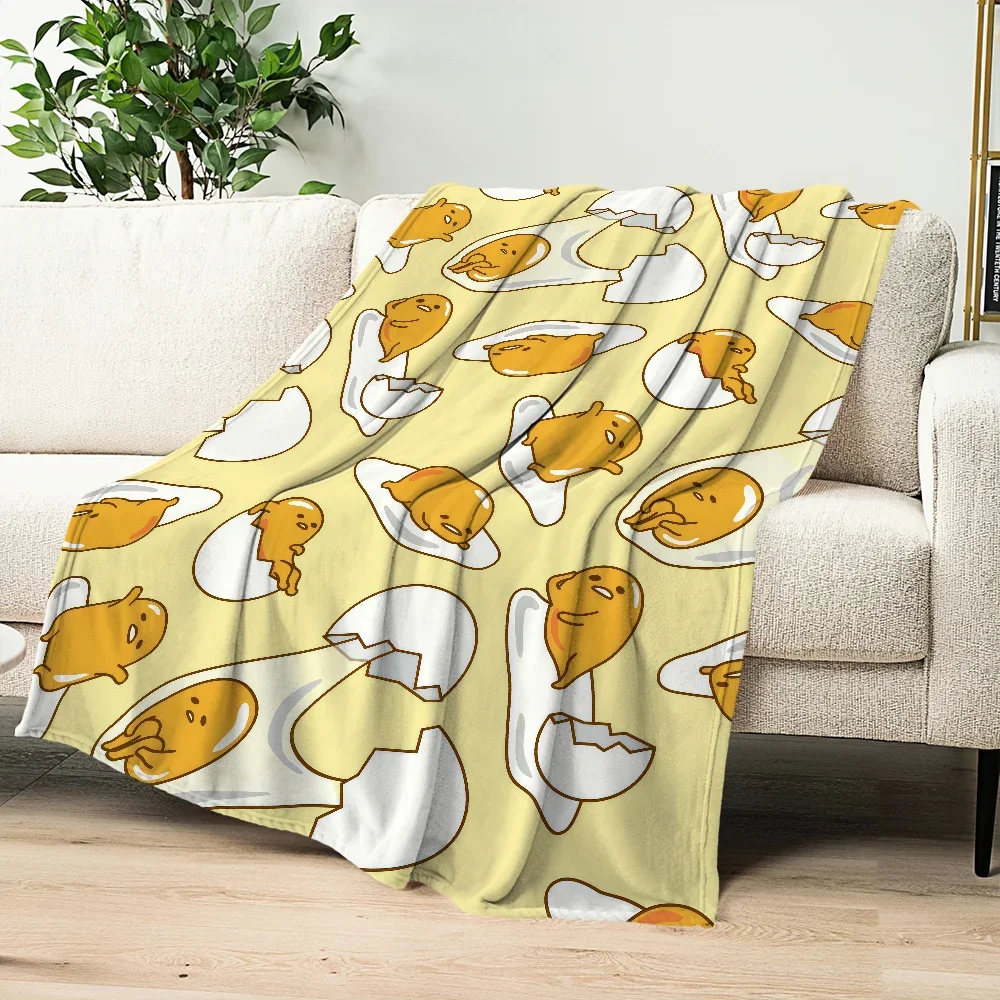 

Soft Plush Flannel Blanket for Sofa Bedroom Travel Gudetama Cartoon Gift
