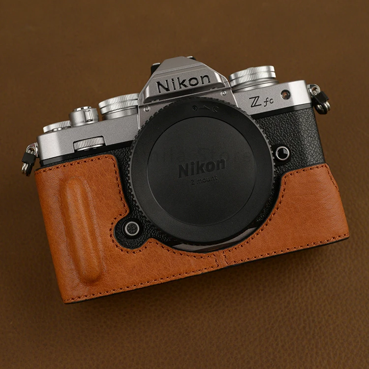 

handwork Photo Camera Genuine leather cowhide Bag Body BOX Case For NIKON ZFC body Protective sleeve box base handle