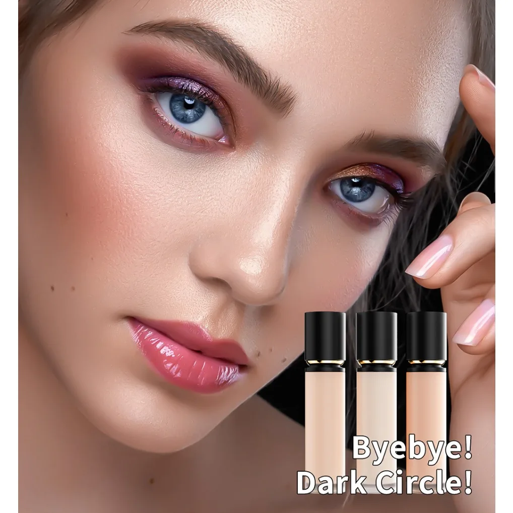 Base líquida correctora de larga duración, resistente al agua, vegana, personalizada, de etiqueta privada, cobertura completa, sin manchas, botella negra, cosméticos