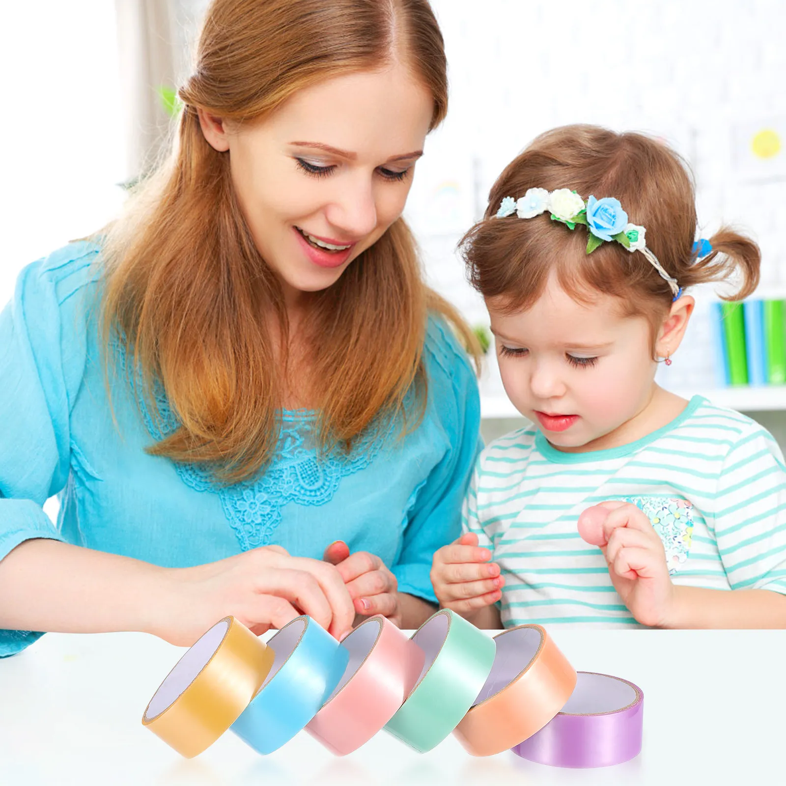 

6 рулонов разноцветных клейких лент, самоклеящиеся ленты для творчества, забавные клейкие материалы для рукоделия