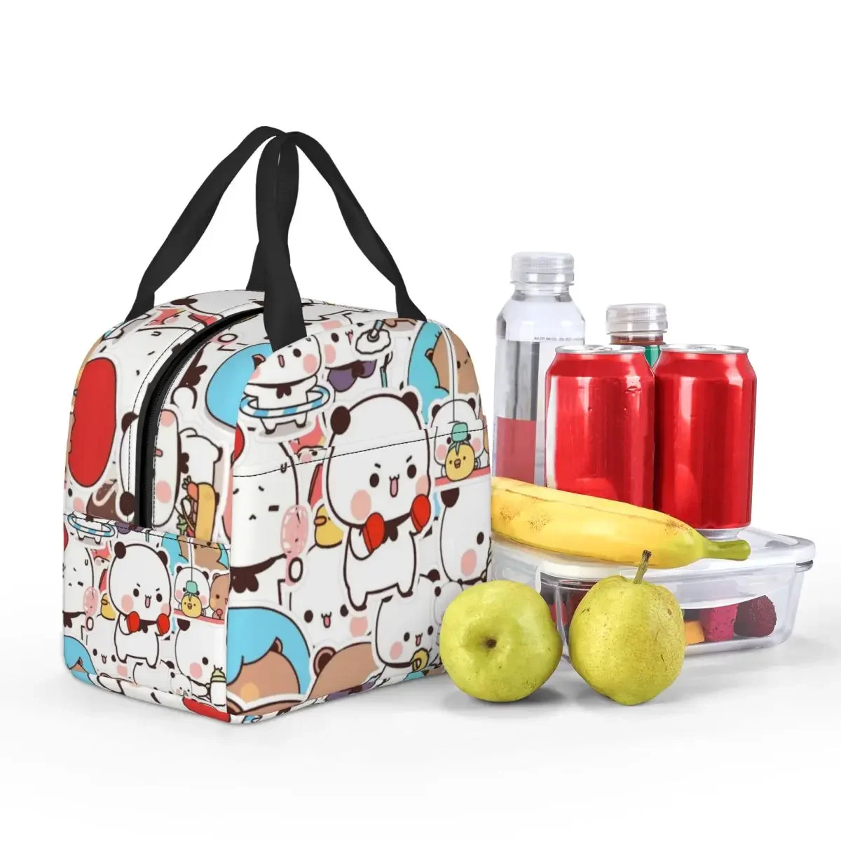 Peach And Goma Thermal Insulated Lunch Bag Women Pattern Bubu Dudu Resuable Lunch Tote for Outdoor Picnic Multifunction Food Box