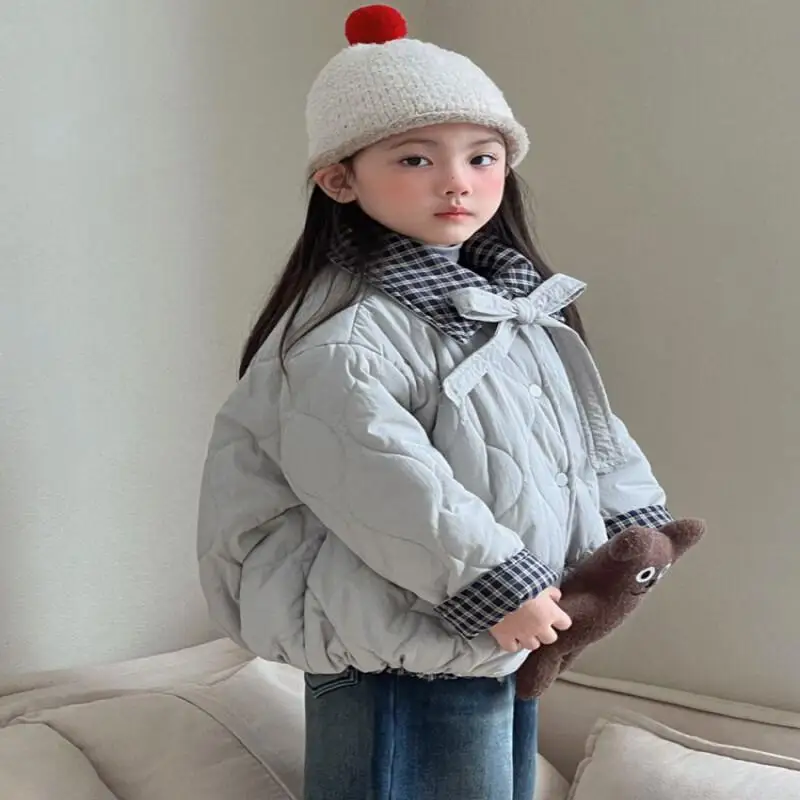 Hot Fashion Children's Clothing Jacket Girls' Cotton New Style Stylish Double-Sided Cotton Flannel Jeans Two-Piece Set Trendy