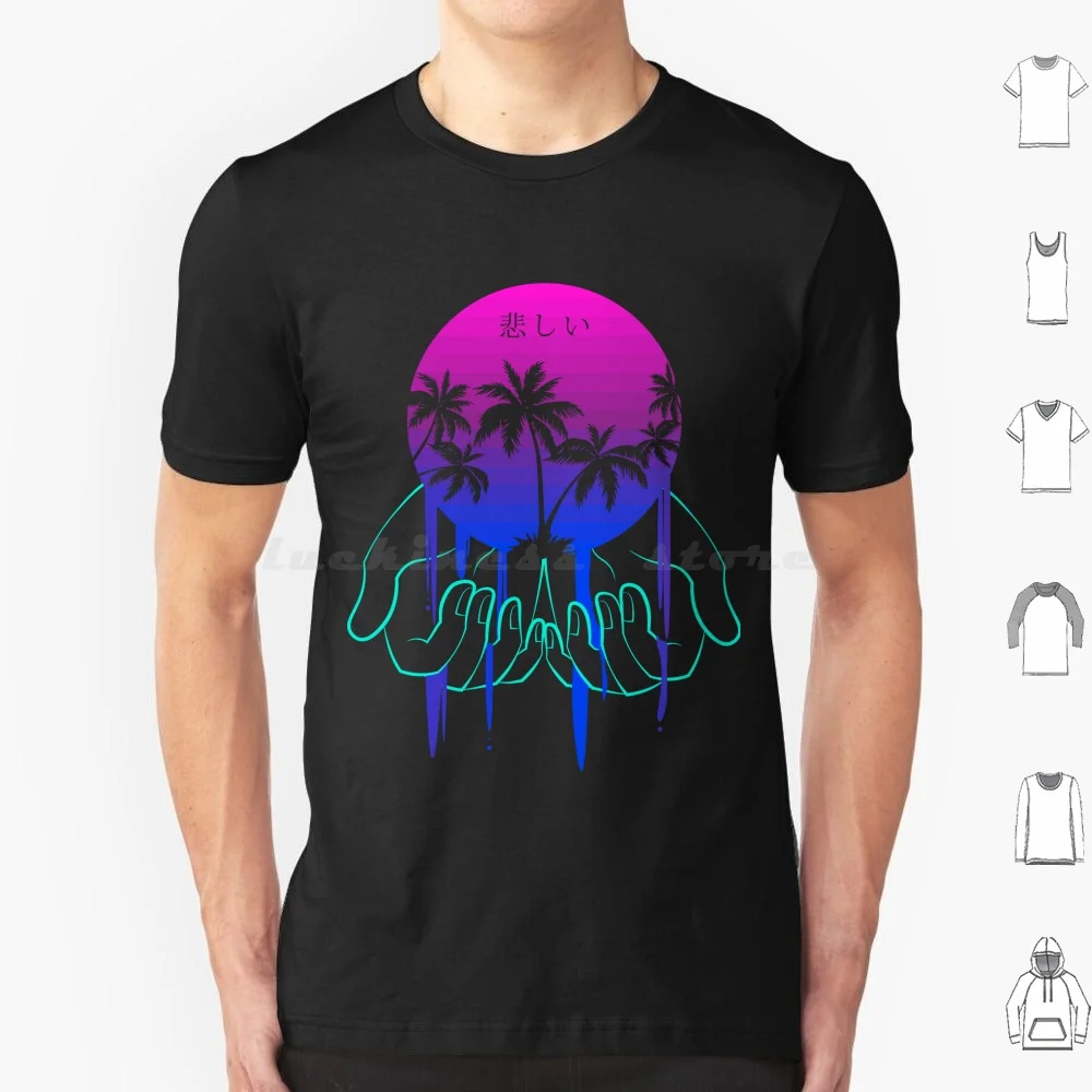 Neon Sadness Lonely Island T Shirt 6xl Cotton Cool Tee Vaporwave Neon Sad Aesthetic Pink Unique Vector Vaporwave Vector