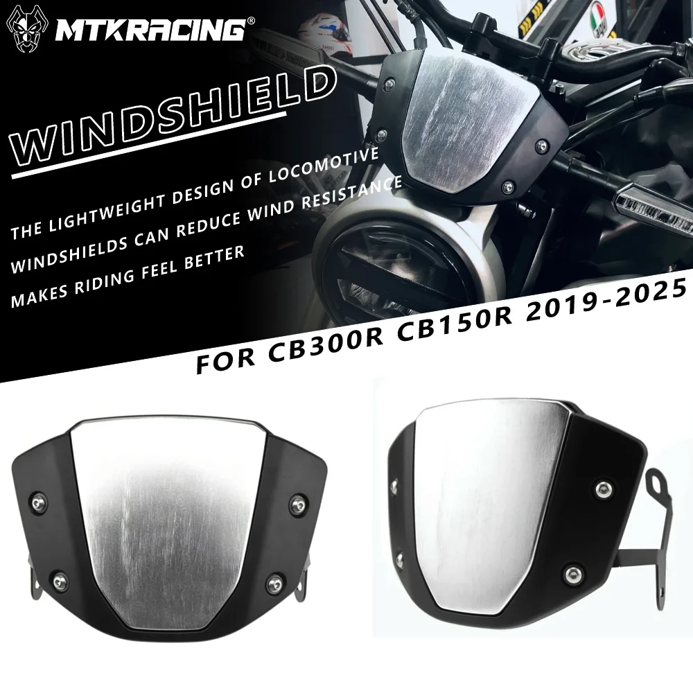 

MTKRACING Windshield For HONDA CB300R CB150R 2019-2024 cb300r Motorcycle Windscreen Deflector Extention Kit Windshield Fairing