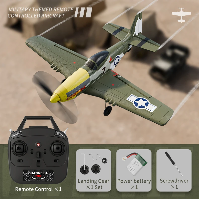 RC Vliegtuig P51 Mustang 2.4G Radio EPP Schuim 4CH 6 Axis 410MM Spanwijdte RC Jager Eén-Knops Aerobatics RTF Vliegtuig Speelgoed