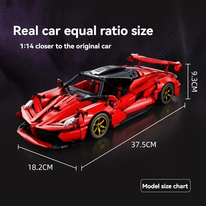 Nova cidade técnica carro de corrida vermelho hypercar modelo blocos de construção criativo diy supercar tijolo quebra-cabeça brinquedos crianças adultos 1000 pçs