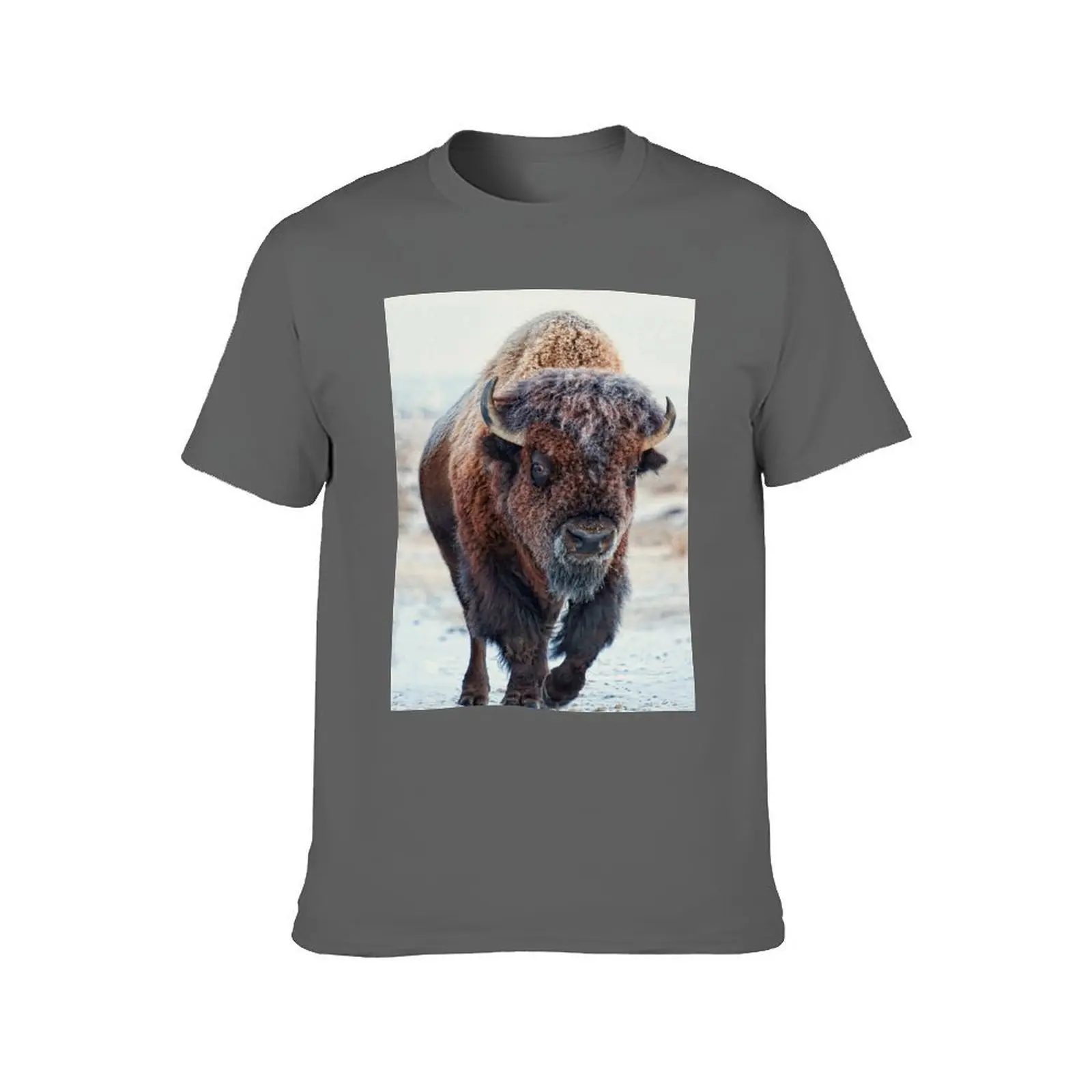 A snow-covered American Bison Roams Yellowstone National Park T-Shirt fashion shirts tshirts personalised anime shirts men