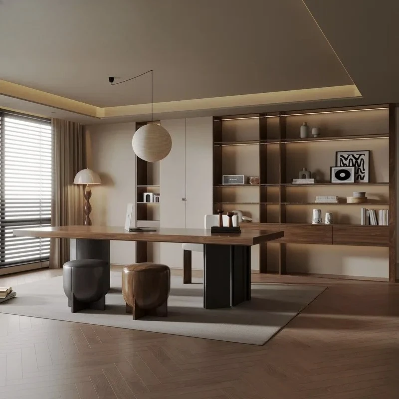 Durable Modern Luxury Bookcase with Built-in Lighting Wooden Bookshelf for Living Room and Office