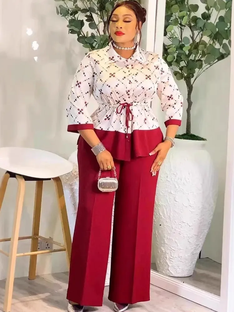 2 Piece Women Sets Dashiki African New Arrival Spring Autumn Matching Sets Two Pieces Sets Tops And Pants Suits Outfits Clothing